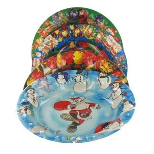 Tiefe Plastik-Weihnachtsteller (9 Stk.)