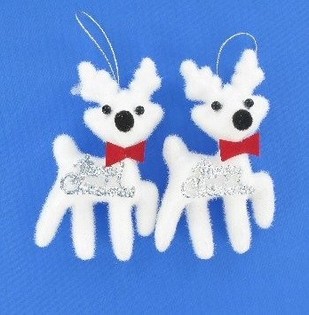 2 kleine wei&szlig;e Deko-Rentiere (12er-Pack)