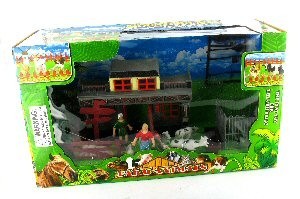 Bauernhof-Spielset mit Western-Haus und Tieren