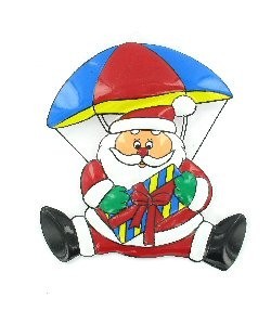 Weihnachts-Dekoschild - Weihnachtsmann am Fallschirm (6er-Set)