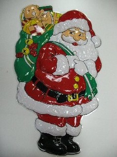 GROSSES DEKOSCHILD - WEIHNACHTSMANN MIT GESCHENKSACK (2 Stk.)