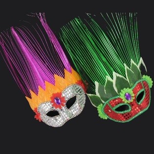 PARTYMASKE MIT LANGEN F&Uuml;HLERN (11 Stk.)