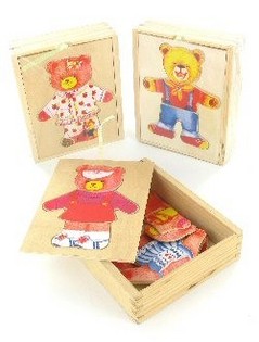 Schönes Holz-Anziehpuzzle Bärchen (12er-Set)