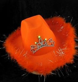 Cowboyhut mit LED-Beleuchtung - Orange (6 Stk.)