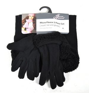 Microfleece-Set 3-teilig Schwarz