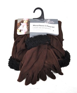 MICROFLEECE-SET 3-TEILIG BRAUN