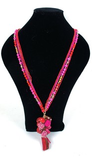 Ibiza-Look Halskette Fuchsia (1 Stk.)