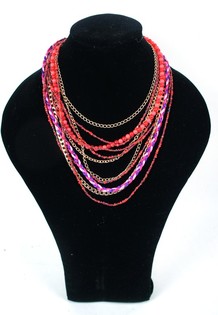 Ibiza-Look Halskette Rot/Violett (1 Stk.)