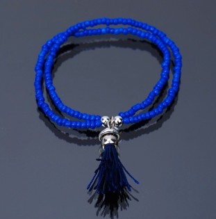 Ibiza-Armband mit Quaste Blau (1 Stk.)