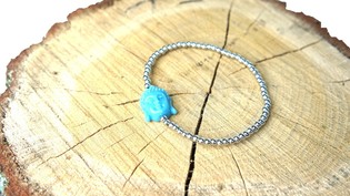 Ibiza-Look Armband Silber mit Buddha (1 Stk.)