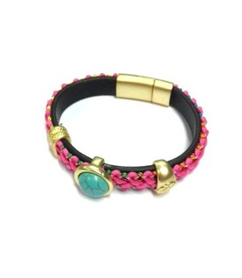 Luxus-Armband Pink / T&uuml;rkis im Ibiza-Style (1 Stk.)