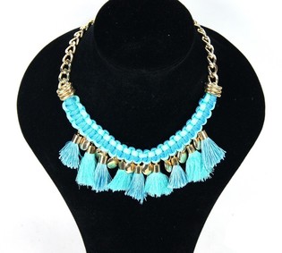 Luxus Ibiza-Style Halskette mit blauen Quasten (1 Stk.)