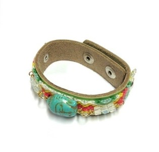 Ibiza-Look Armband mit Buddha Gr&uuml;n (1 Stk.)