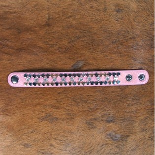 Ibiza Armband Rosa mit Nieten & Strass (1 Stk.)