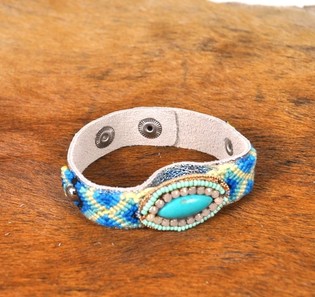 Luxus Ibiza-Armband Silverlook & T&uuml;rkis (1 Stk.)