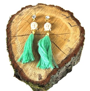 Ibiza-Look Ohrring Buddha Mint/Creme (1 Stk.)
