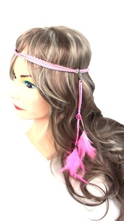 Haarband mit Federn Pink (1 Stk.)