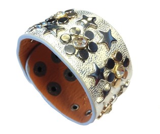 Luxus-Armband im Ibiza-Look mit Nieten, Silber & Strass (1 Stk.)