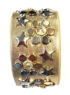 Luxus Breites Armband Taupe mit Nieten (1 Stk.)