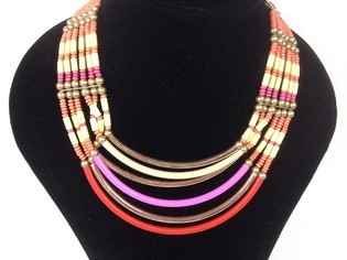 Luxus Ibiza-Look Halskette Rosa / Orange / Gold (1 Stk.)