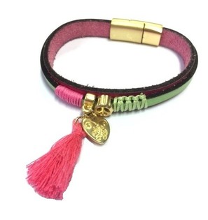 Luxus-Armband Grün/Rosa Herz (1 Stk.)