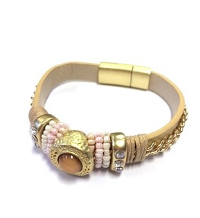 Luxus Ibiza-Style Armband Creme / Taupe (1 Stk.)
