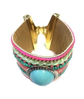 Luxus Ibiza-Armband Türkis / Rosa (1 Stk.)