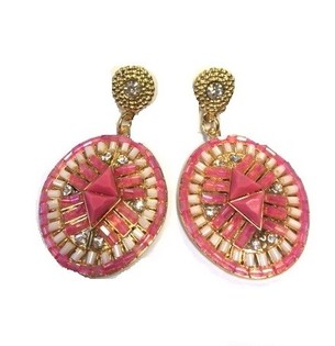 Luxus-Ohrringe Rosa / Creme (1 Stk.)