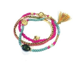 Elastisches Ibiza-Style 3-Reihiges Armband (1 Stk.)