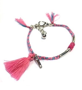 Geflochtenes Ibiza-Armband Blau & Rosa (1 Stk.)