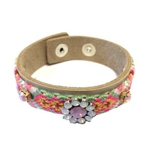 Luxus Ibiza-Style Armband Creme/Taupe Blume (1 Stk.)