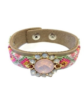 Luxus Ibiza-Style Armband Creme/Taupe mit Blume (1 Stk.)