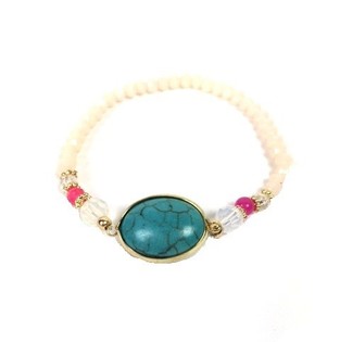 Ibiza-Armband wei&szlig; mit Stein (1 Stk.)