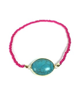 Ibiza-Armband Fuchsia mit Stein (1 Stk.)