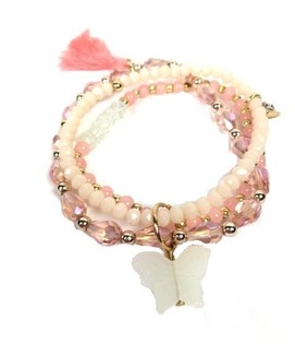 Ibiza-Armband Rosa 3-lagig (1 Stk.)