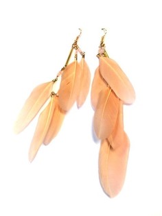 Ohrringe mit Federn Orange/Lachsfarben (1 Stk.)