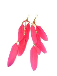 Ibiza-Style Federohrringe Rosa (1 Stk.)