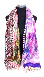 Luxus Ibiza Schal Wende-Design Pink/Lila/Tiger (1 Stk.)