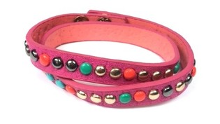 Armband Fuchsia mit Nieten (Ibiza Style)
