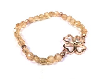 Ibiza-Look Armband Taupe mit Kleeblatt (1 Stk.)