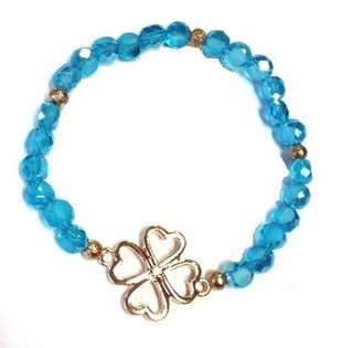 Armband Blau mit Kleeblatt (1 Stk.)