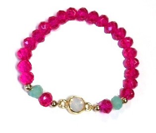Ibiza Armband Fuchsia-T&uuml;rkis mit Strass (1 Stk.)