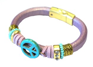 Ibiza-Armband Violett Peace-Zeichen (1 Stk.)