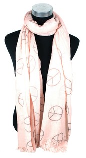 Ibiza-Look Schal Lachsfarben Peace-Zeichen (1 Stk.)