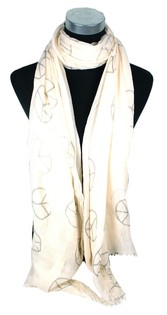 Ibiza-Look Schal Creme Peace (1 Stk.)