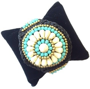 Ibiza-Style Perlenarmband - Türkis & Weiß (Handgearbeitet)