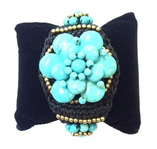 Ibiza-Style Armband T&uuml;rkise Blume (1 Stk.)
