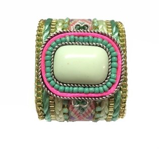 Breites Armband mit mintfarbenem Stein (1 Stk.)