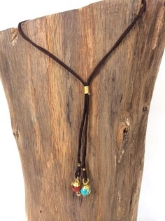 HANDMADE ORIGINALS HALSKETTE MIT BLAUEN STEINEN ROT/BRAUN (1 Stk.)