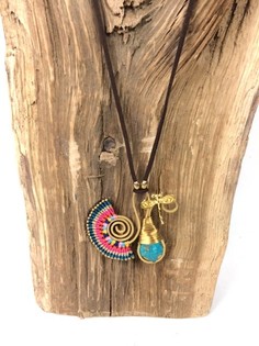 HANDMADE ORIGINALS Ibiza Kette mit Bluestone Orange/Blau (1 Stk.)